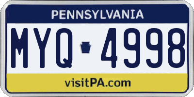 PA license plate MYQ4998