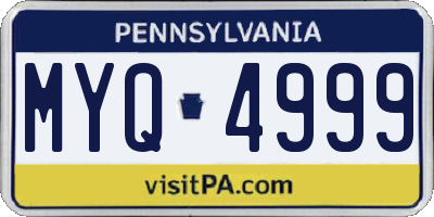 PA license plate MYQ4999