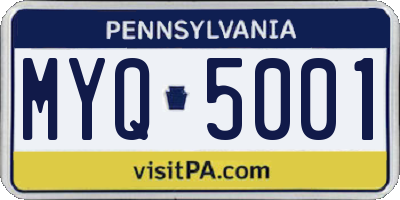 PA license plate MYQ5001
