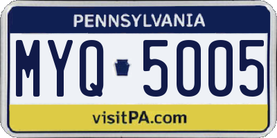 PA license plate MYQ5005