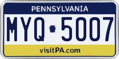PA license plate MYQ5007