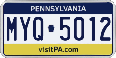 PA license plate MYQ5012