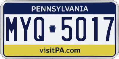 PA license plate MYQ5017