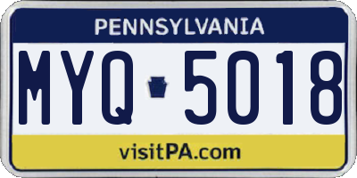 PA license plate MYQ5018