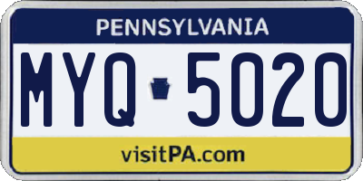 PA license plate MYQ5020