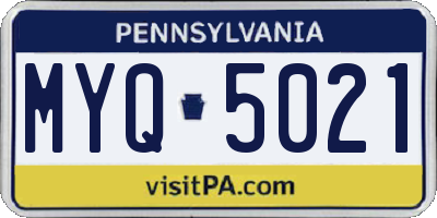 PA license plate MYQ5021