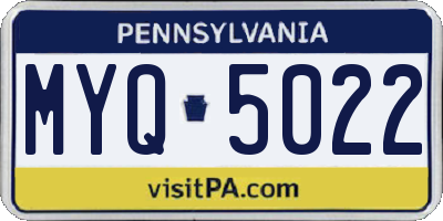 PA license plate MYQ5022