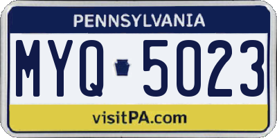 PA license plate MYQ5023