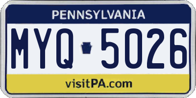 PA license plate MYQ5026