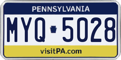 PA license plate MYQ5028