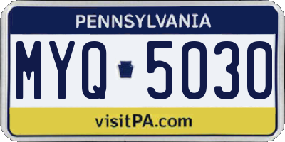 PA license plate MYQ5030
