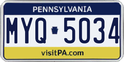 PA license plate MYQ5034