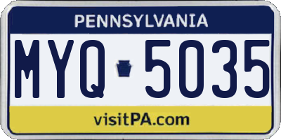 PA license plate MYQ5035