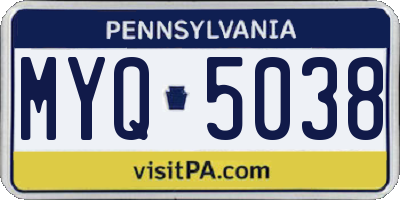 PA license plate MYQ5038