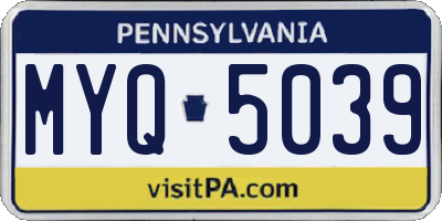 PA license plate MYQ5039