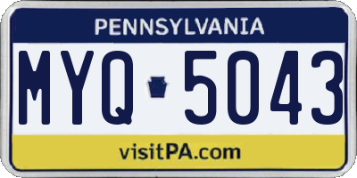 PA license plate MYQ5043