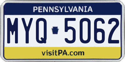 PA license plate MYQ5062