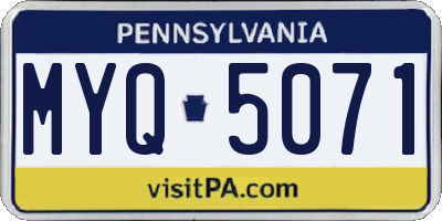 PA license plate MYQ5071