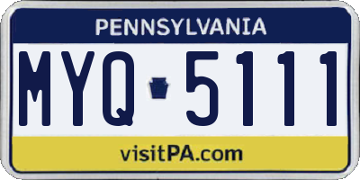 PA license plate MYQ5111