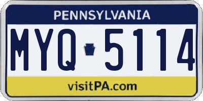PA license plate MYQ5114