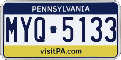 PA license plate MYQ5133