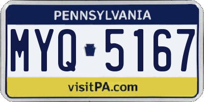 PA license plate MYQ5167