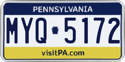 PA license plate MYQ5172