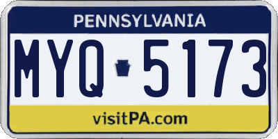 PA license plate MYQ5173