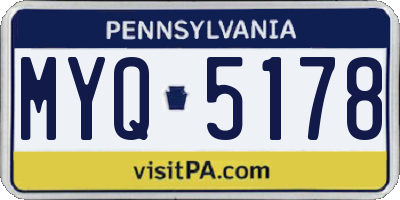 PA license plate MYQ5178