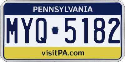 PA license plate MYQ5182