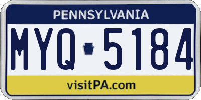 PA license plate MYQ5184