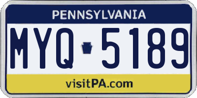 PA license plate MYQ5189