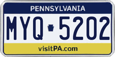 PA license plate MYQ5202