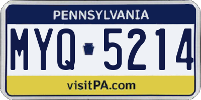 PA license plate MYQ5214
