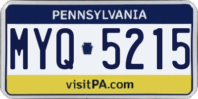 PA license plate MYQ5215