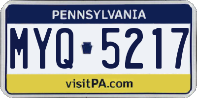PA license plate MYQ5217