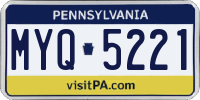 PA license plate MYQ5221