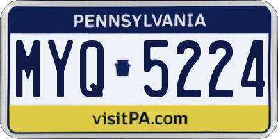 PA license plate MYQ5224