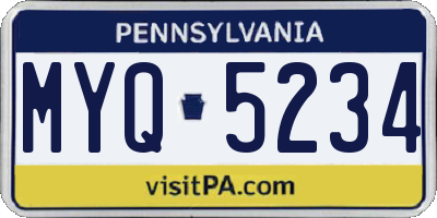 PA license plate MYQ5234