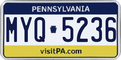 PA license plate MYQ5236