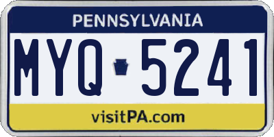 PA license plate MYQ5241