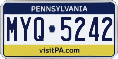PA license plate MYQ5242