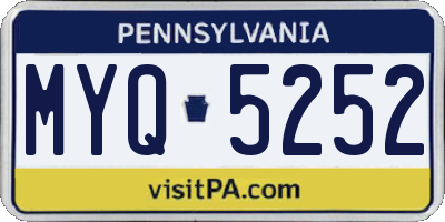 PA license plate MYQ5252