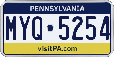 PA license plate MYQ5254