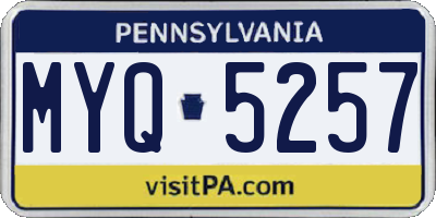 PA license plate MYQ5257
