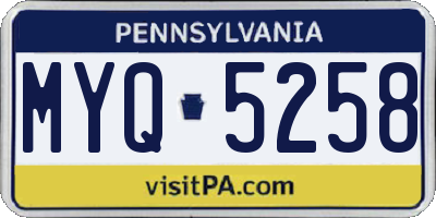 PA license plate MYQ5258