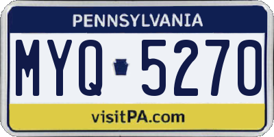 PA license plate MYQ5270