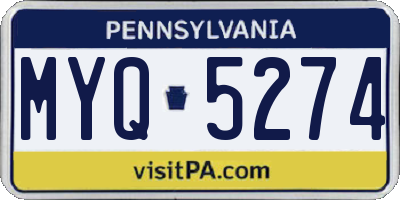 PA license plate MYQ5274