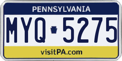 PA license plate MYQ5275