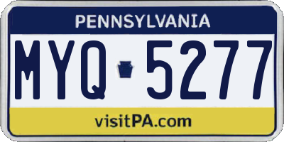 PA license plate MYQ5277